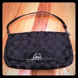 Coach clutch black with adjustable strap like new